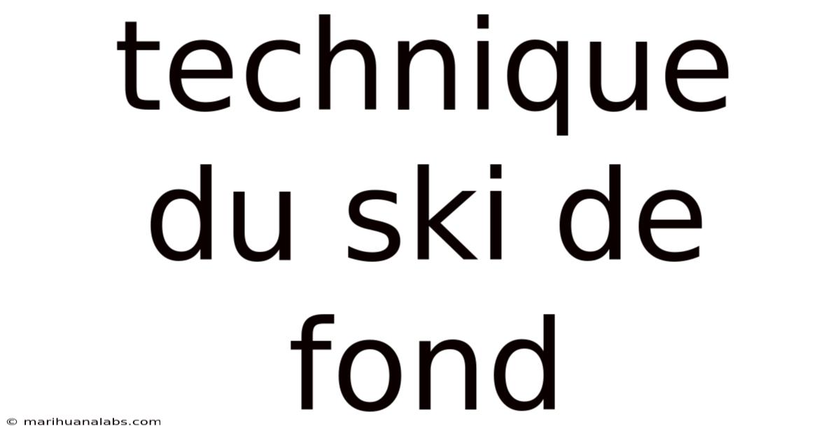 Technique Du Ski De Fond