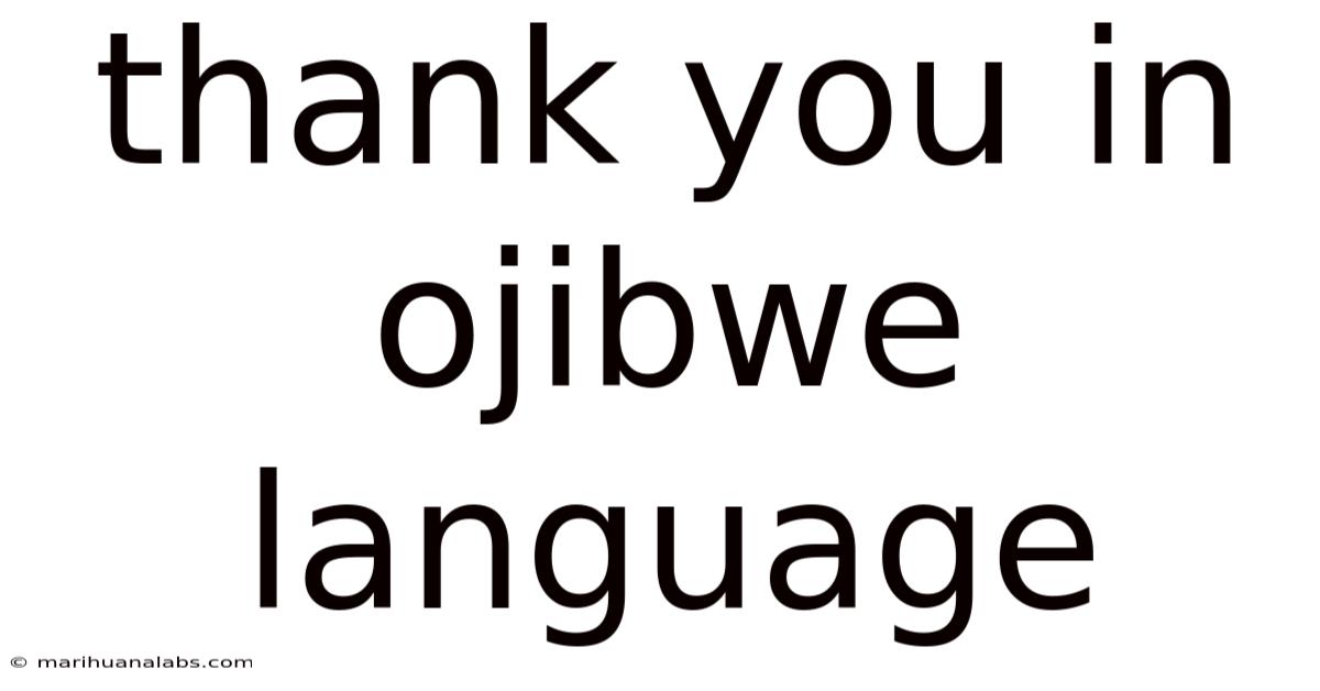 Thank You In Ojibwe Language