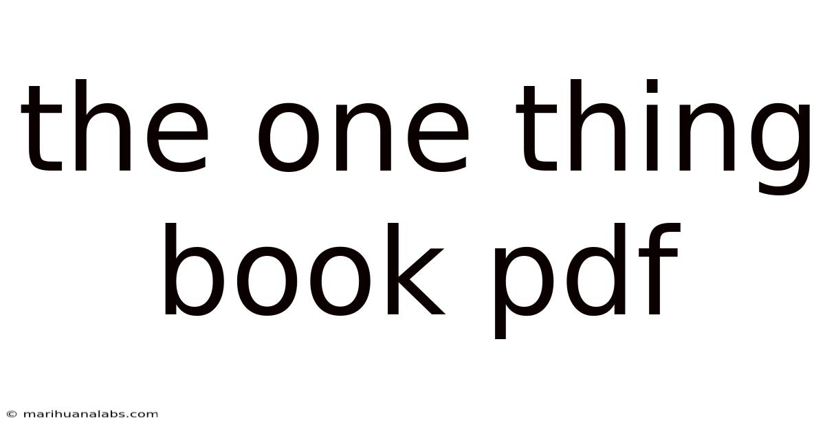 The One Thing Book Pdf