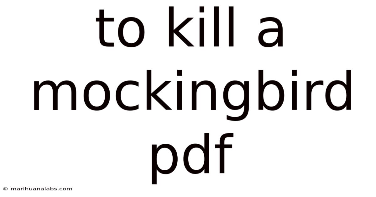 To Kill A Mockingbird Pdf
