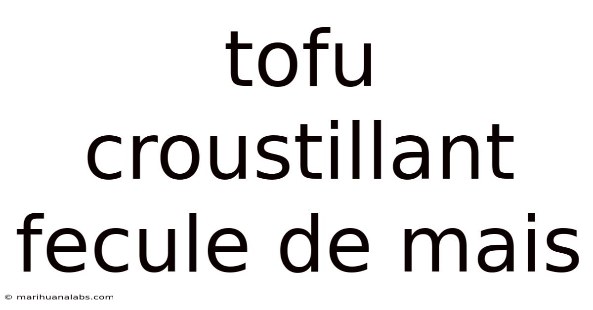 Tofu Croustillant Fecule De Mais