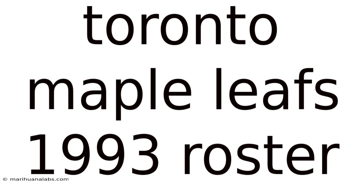 Toronto Maple Leafs 1993 Roster
