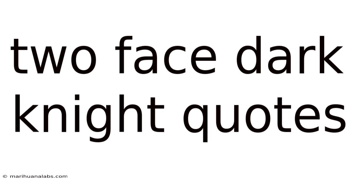 Two Face Dark Knight Quotes