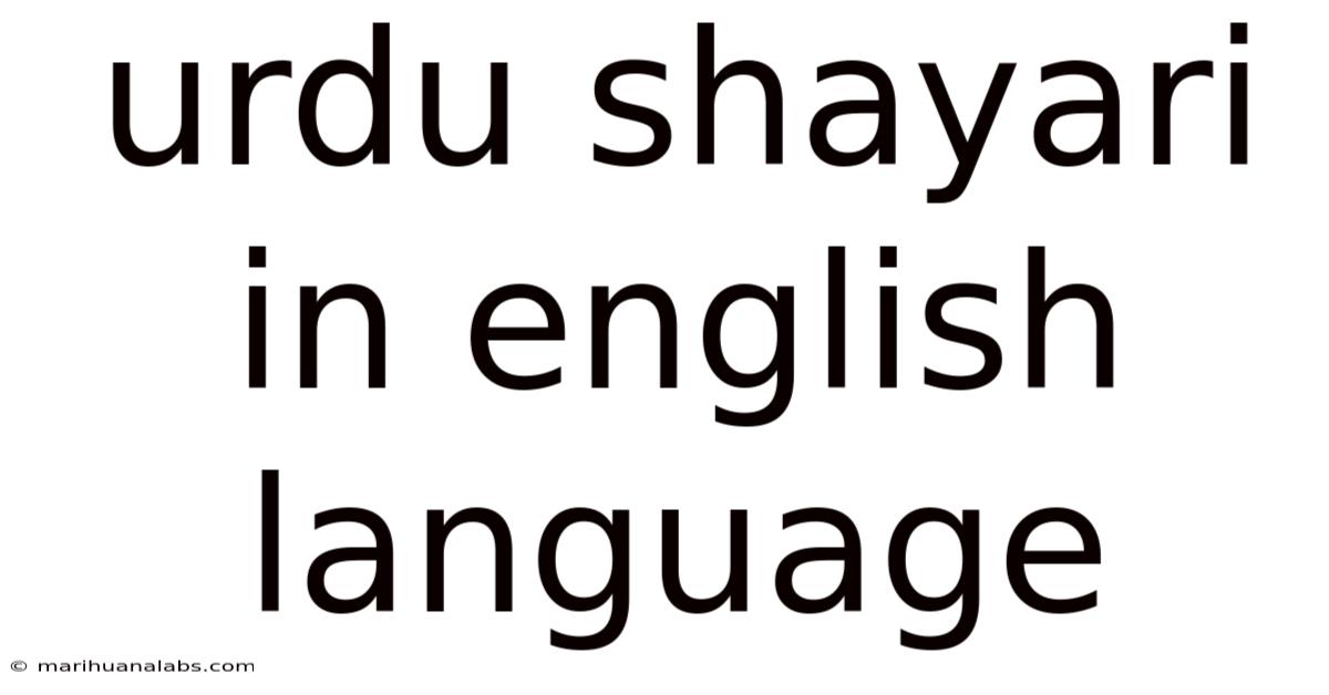 Urdu Shayari In English Language