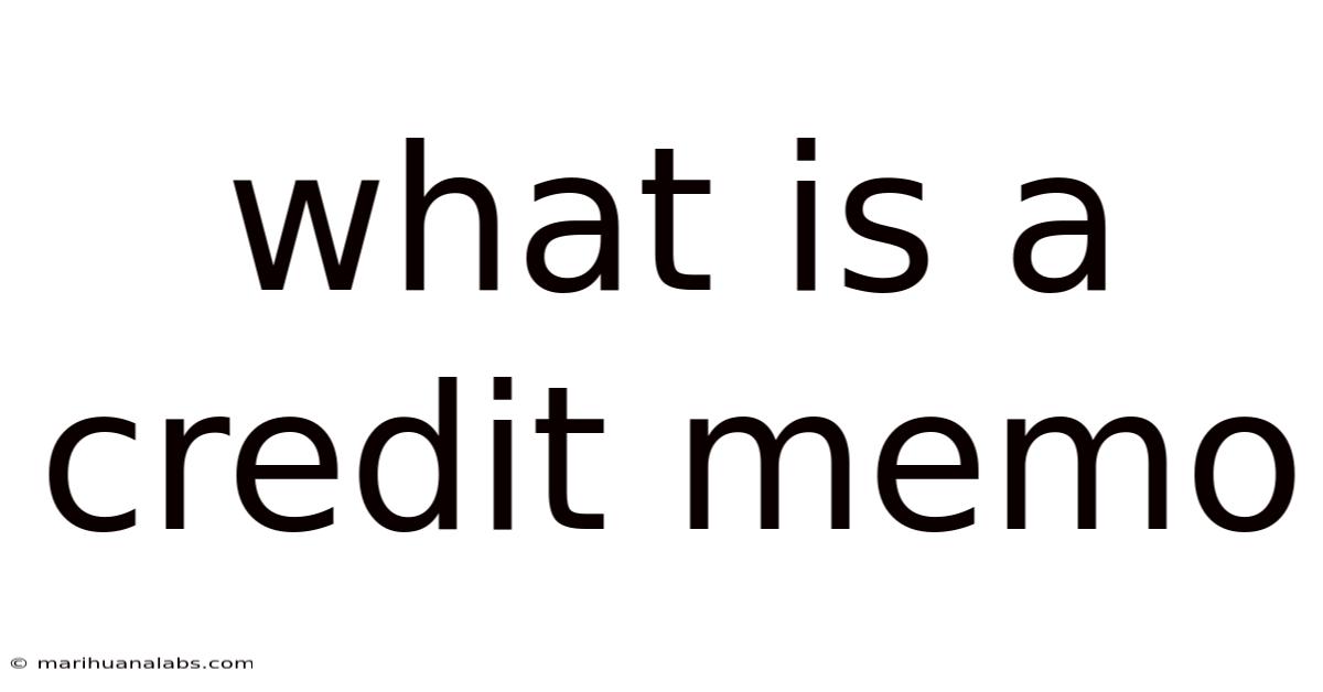 What Is A Credit Memo