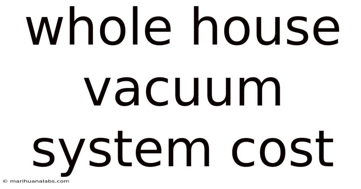 Whole House Vacuum System Cost