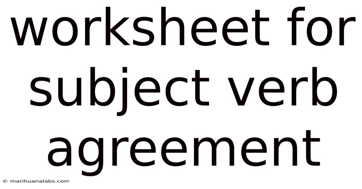 Worksheet For Subject Verb Agreement